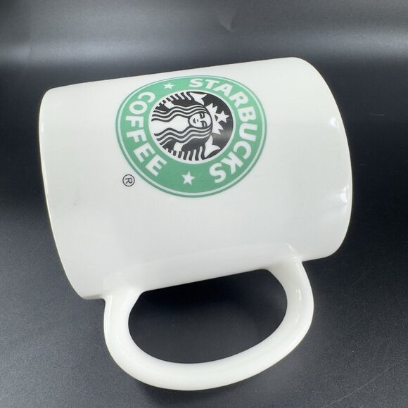 2004 STARBUCKS 12 Oz Coffee Mug Cup Green Black White Older Mermaid Logo Ceramic - Picture 6 of 10